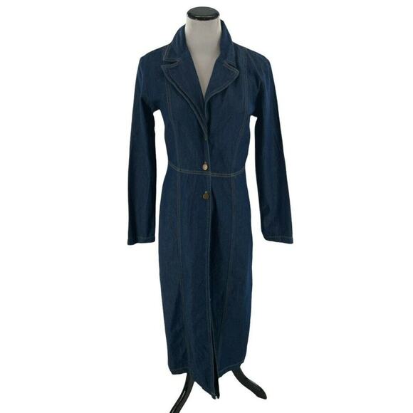 A-List By Wrapper Vintage Jean Dress Women's Size 7/8 Long Sleeves Button Down - Picture 1 of 7